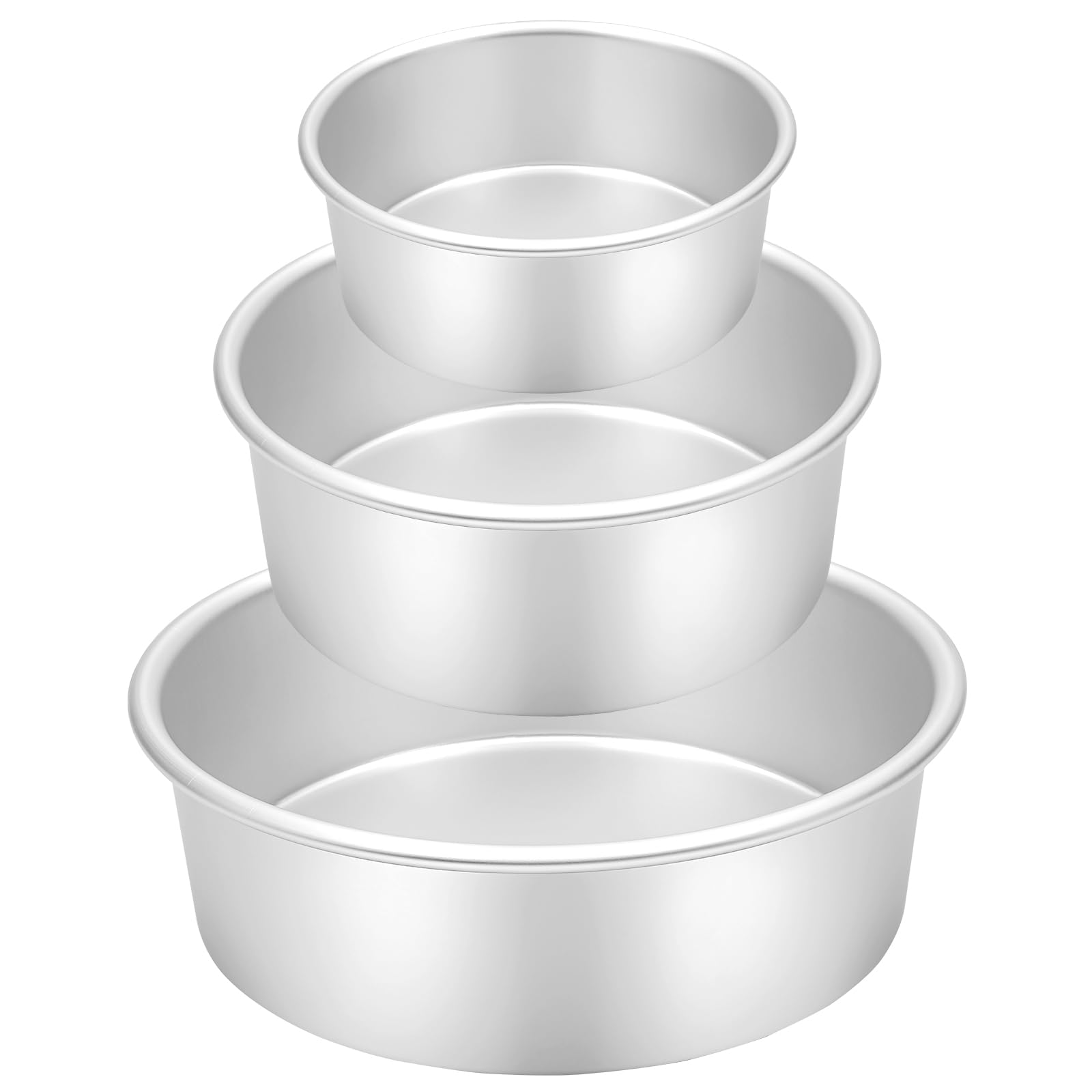 Ensemble de 3 moules à gâteau ronds Ø 10/15/20 cm, moules à pâtisserie professionnelles en aluminium anodisé pour la cuisson, argenté