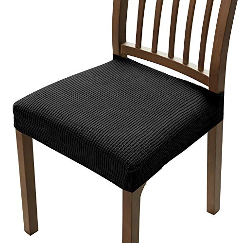 Flash Deals - 60% OFF DyFun Chair Seat Covers Jacquard Removable Washable Chair Seat Slipcovers Anti-Dust Stretch Spandex Seater Cover Dining Room Upholstered Chair Protector(2 pcs, Jacquard Black)