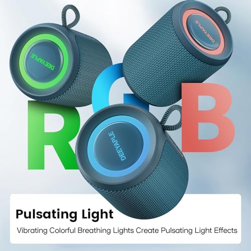 Image of Deeyaple Portable Bluetooth Speaker, IP67 Waterproof Mini Bluetooth Speaker Wireless V5.3 with Stereo Sound,All Day,TWS Pairing,LED Light,Gift for him /her (Blue)