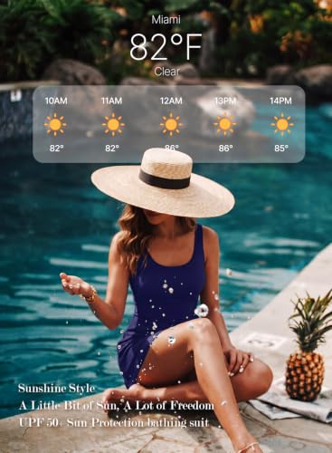 Image of Aleumdr One Piece Swimdress Swimsuit for Women Tummy Control Split Swim Dress Skirt Bathing Suit with Pockets
