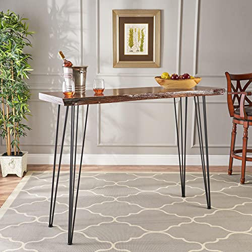 Christopher Knight Home Chana Industrial Faux Live Edge Rectangular Bar Table, Natural / Black #TOP1