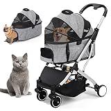 BOINN Pet Stroller, Dog Stroller for Small Medium Dog Cat with Detachable Carrier, Aluminum Alloy Fr