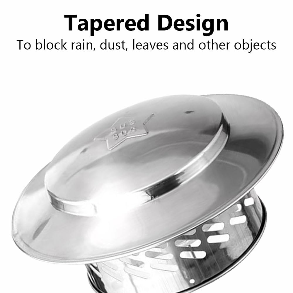 Tapa de chimenea de acero inoxidable 304, diseño en forma de paraguas, resistente a la lluvia y a la corrosión, cubierta de lluvia con protector de pájaros para estufa, tubos de ventilación de techo