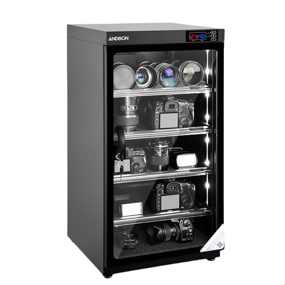Armario seco electrónico para cámara y lente, deshumidificador con pantalla LED, almacenamiento ultra silencioso de ahorro de energía para cámaras, tés, joyas, herramientas y más