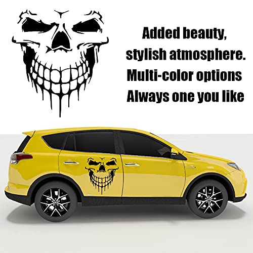 Image of Skull Graphic Car Hood Sticker Self-Adhesive Vinyl Graphics Decals Universal Scratch Hidden Car Sticker 19.68'' x 21.65'', Black
