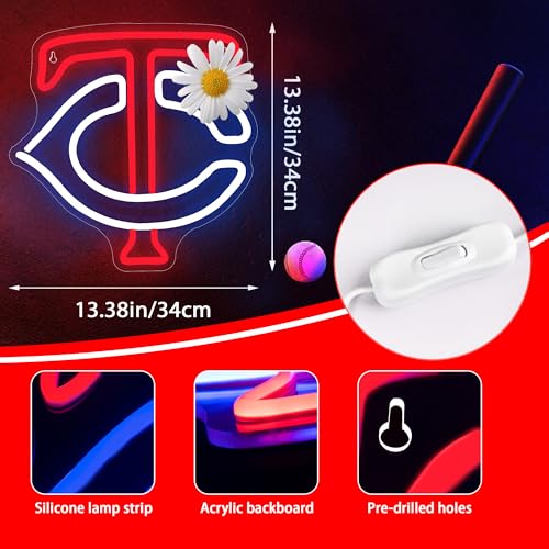 Image of Baseball Neon Sign for Wall Decor Baseball Team Neon Light for Man Cave | Fans Birthday Baseball Gifts,Led 5V USB Powered Neon, Men's Bedroom,Sport Bar Decor,Club,Garage,Boy Cave Wall Art,13.4*13.4in