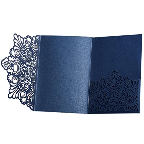LIJUMN Lot de 10 Cartes d'invitation de Mariage en Dentelle, Style européen Triple Pliage Cover