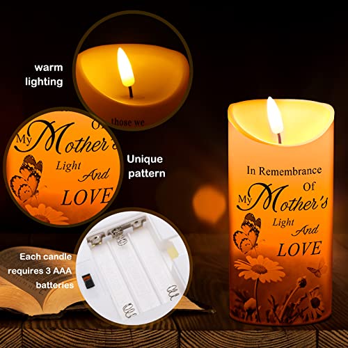 Image of Gerrii Sympathy Gifts for Loss of Mother LED Flameless Candles 3 x 6 Inch Memorial Candles in Remembrance of My Mother Loss Loved One Mom Sympathy (Butterfly)