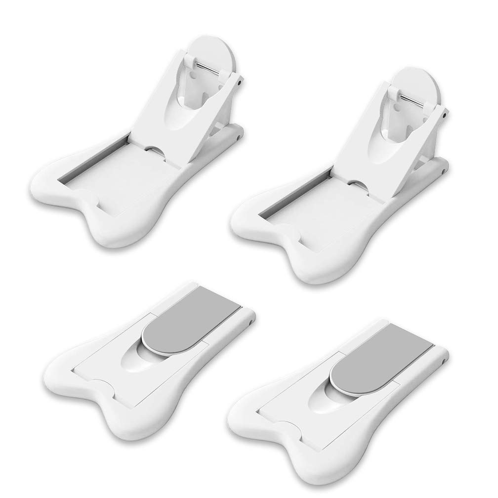 ALBOYI 4 Pack Child Safety Sliding Door Locks White Childproof Bathroom Patio Kitchen Shutters Closets Windows Sliding Door Lock, No Screws or Drills