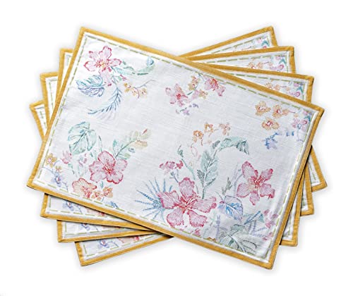 Maison d' Hermine Placemats Set of 4 100% Cotton Washable Reusable Table Mats for Home Kitchen Dining Party Wedding Restaurant Gifts for Mothers Day (Paradise Island