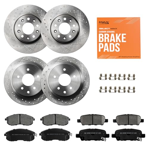 Image of MAX Advanced Brakes - Brake Kit For 2013-2019 Nissan Sentra (1.8 L4 Engine)| Carbon Ceramic Brake and Rotor Kit Front and Rear| Cross-Drilled Brake Rotors