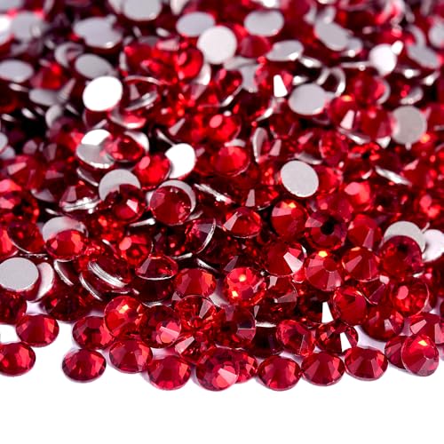 Image of 144pcs DIY Glass Flatback Rhinestones for Bedazzling,Round Crystal Gems for Nail Art,Stage Makeup,Clothing,Bag Decoration 0.31 inch 8mm SS40 Mid. Siam