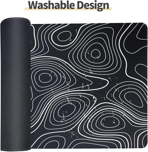 Image of Saco XXL Gaming Mouse Pad for PC - Large Desk Mat 900x400x3mm, Extended Non-Slip Rubber Base, Waterproof Surface, Topographics Design, Big Keyboard Mouse Pad for Office & Home Setup