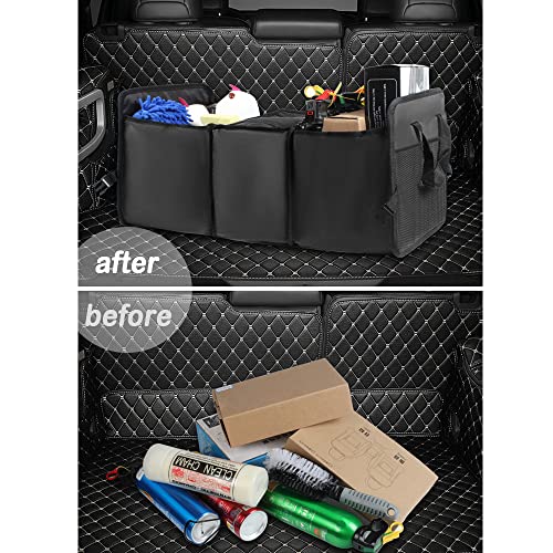Ofband Collapsible Car Trunk Organizer With Cooler Bag,3 Compartments With Folding Buckle&Reinforced Handles Portable Car Organizers And Storage For Suv Car Truck Camping (Black) #TOP5