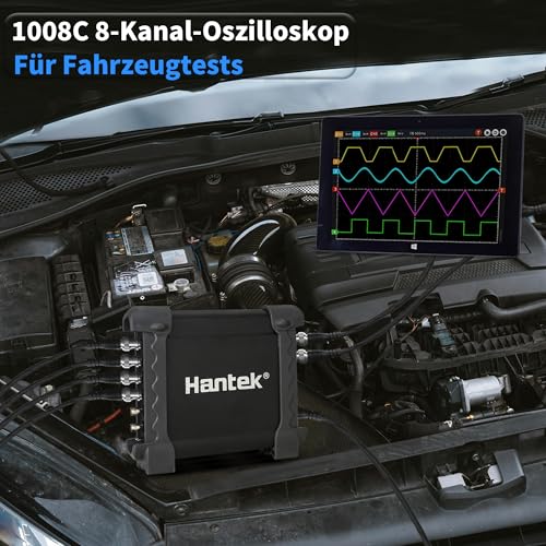 Hantek Oszilloskop, 8-Kanal Virtual Oszilloskop mit HT30A automatischen Testleitungen, HT201 20:1 Dämpfungsglied und HT307 Akupunktur-Tastkopf-Set, für mehrfache Fahrzeugdiagnose