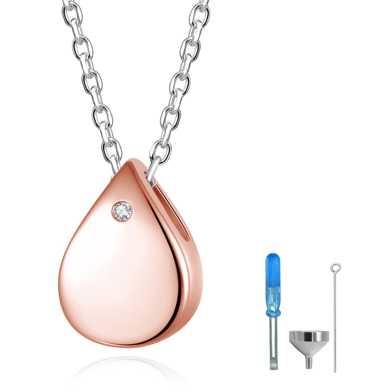 925 Sterling Silver Urn Cremation Ashes Memorial Keepsake Teardrop Eternity Memorial Pendant Mom Dad Jewelry for Women