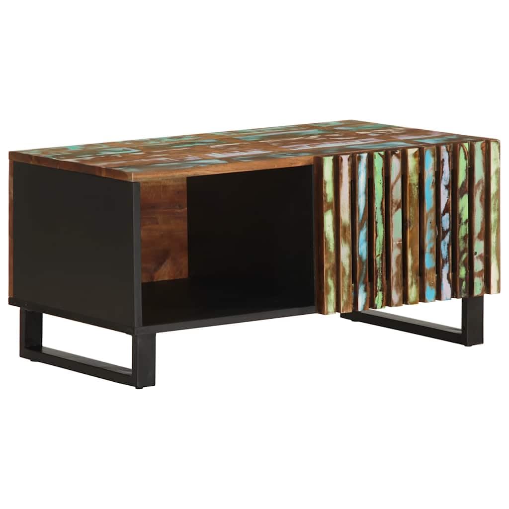 Table basse bois massif acacia 80x51x40 cm meuble salon rangement bout canapé