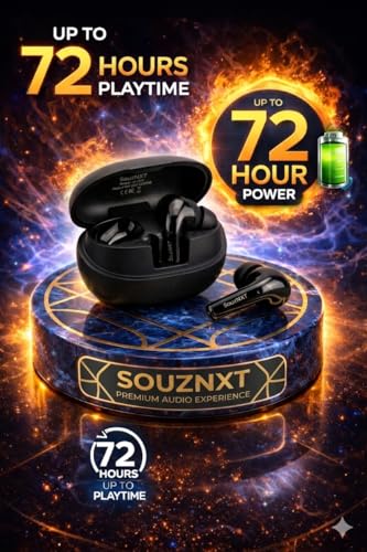 Image of Supreme Wireless Earbuds, Bluetooth 5.4, Quad Mic ENC Noise Cancellation, 72H Playback, Deep Bass, Fast Charging (Black)