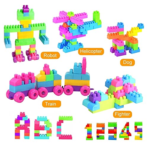 Image of Gambit Bulid Structures Interlocking Play Mat Train Blocks Set (100 Pieces) Smart Activity Fun and Learning Train Blocks for Kids - Multi-Color