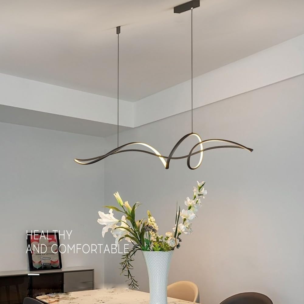 Hanglamp, eetkamerlamp, dimbaar, in hoogte verstelbaar, led, eetkamer, hanglamp met afstandsbediening, modern spiraal design, keukenlamp, plafond, hanglamp voor salontafel, bar, decoratie