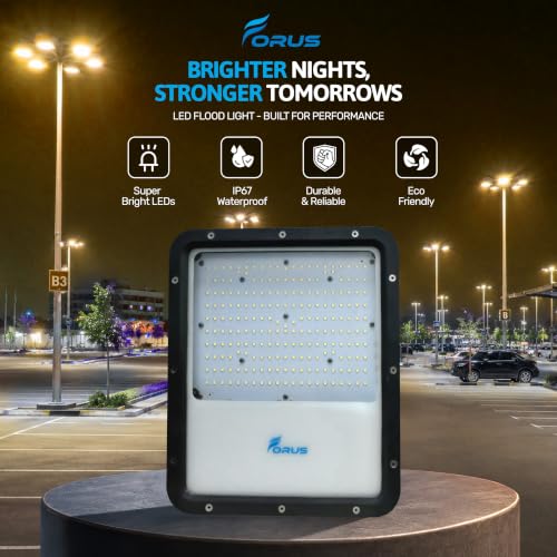 Image of Forus 150W LED Flood Light Outdoor with 4 Year Warranty, IP67 Waterproof Decorative Focus Light, Yellow Security Lighting for Home, Garden, Events, Terrace, Landscape, Building, Stage, Party -1 PC