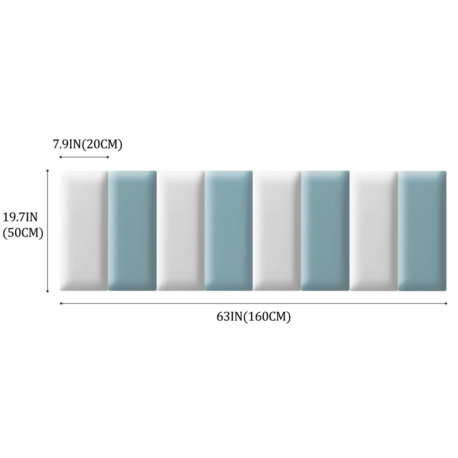 wyściółka, Samoprzylepne panele ścienne 3D, tapicerowana wyściółka ścienna antykolizyjna, grubość 1,2 cala(White+blue,63x19.7IN)