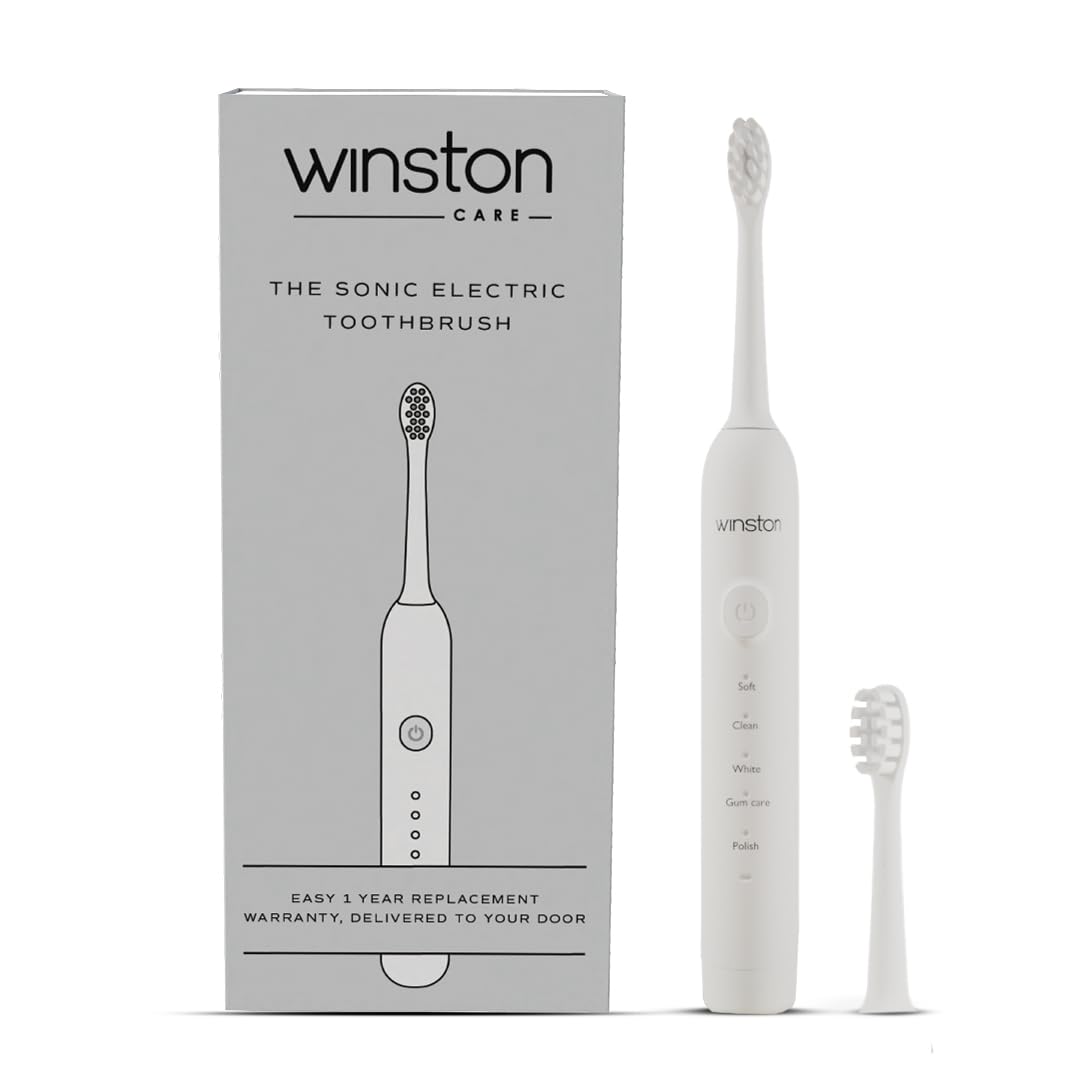 Winston Rechargeable Sonic Electric Toothbrush with Super Soft Bristles for Adults | IPX8 Waterproof with 5 Cleaning Modes | Suitable for Sensitive Gums 1-Year Warranty (White)-picture-20