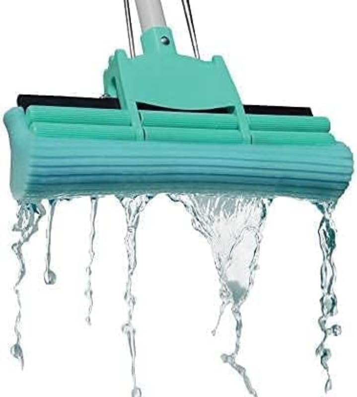 Image of Foam Mop with Super Absorbent Roller Sponge, Floor Cleaning Mop with Extendable Handle for Tiles, Kitchen, Bathroom & Home Cleaning