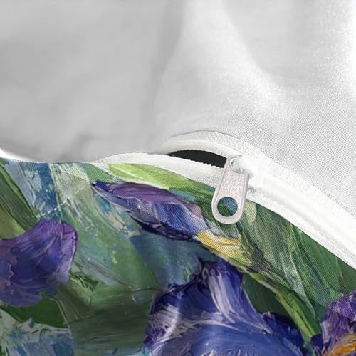 Housse de couette fleurs d'iris en microfibre ultra douce et résistante avec zip - 8