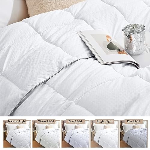 Image of Homelike Moment Oversized Queen Comforter - White Duvet Insert Down Alternative Bed Comforter, Lightweight Bedding Comforters Oversize Queen Soft All Season with Coner Tabs White Square Embossed