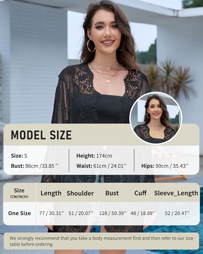 Bsubseach Women Mesh Lace Kimonos 2025 Swim Cover Up Summer Bikini Beach Coverup Boho Back Cutout Sheer Kimono Cardigan4