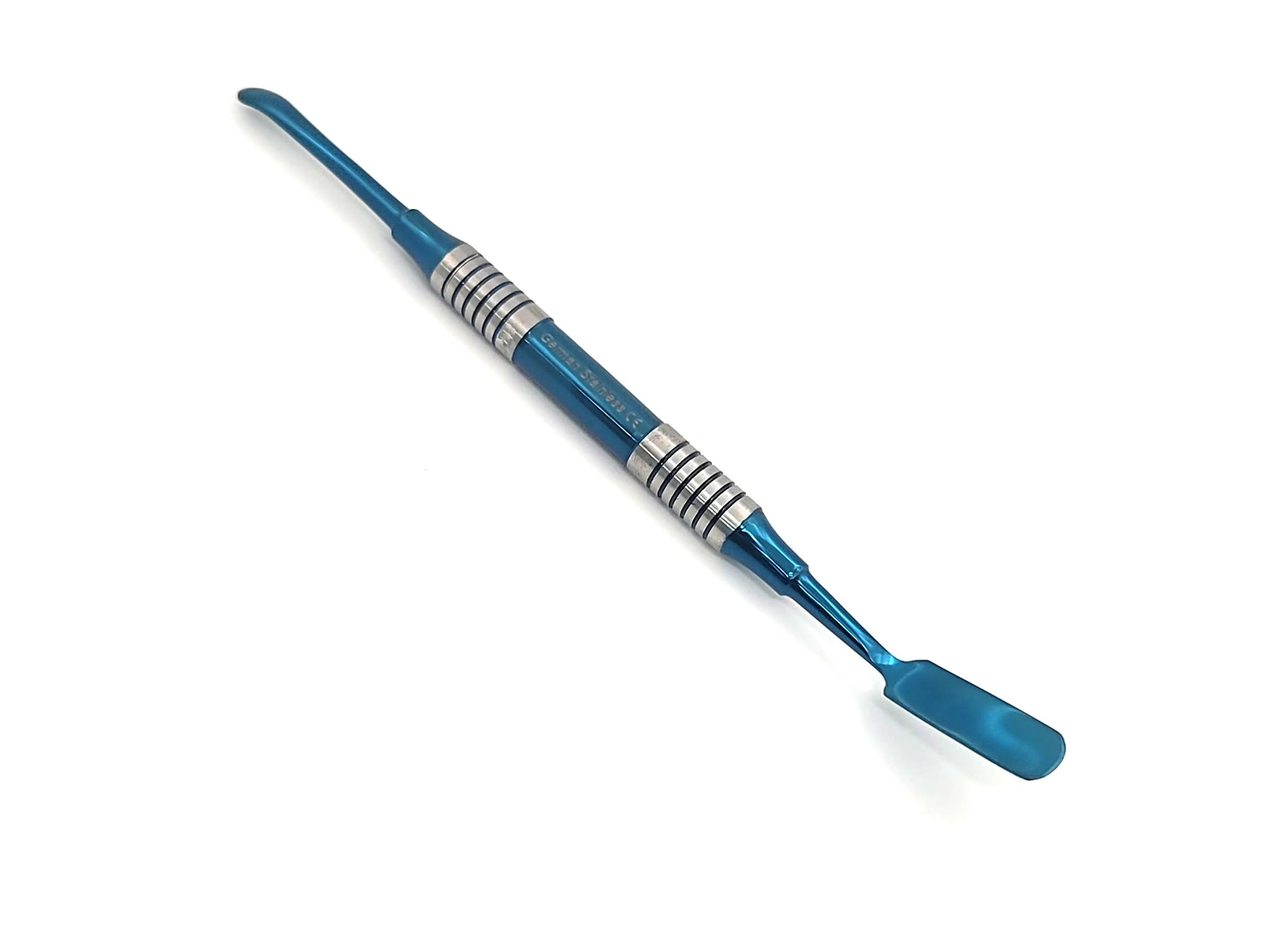 Professional Dental Periosteal Elevator, Stainless Steel with Blue Titanium Coated Tips (Prichard PR3)