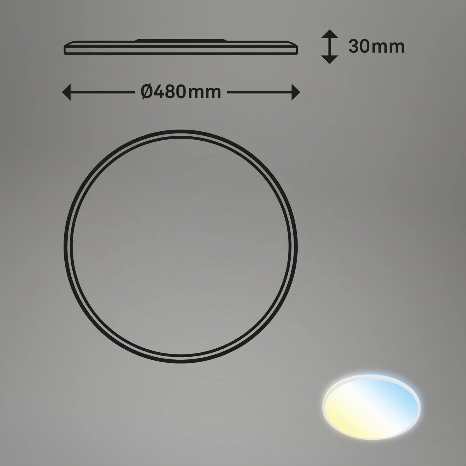 BRILONER - Plafoniera LED CCT, plafoniera LED retroilluminata, ultrapiatta, dimmerabile, telecomandata, bianco caldo, bianco neutro, bianco freddo, 480x30mm