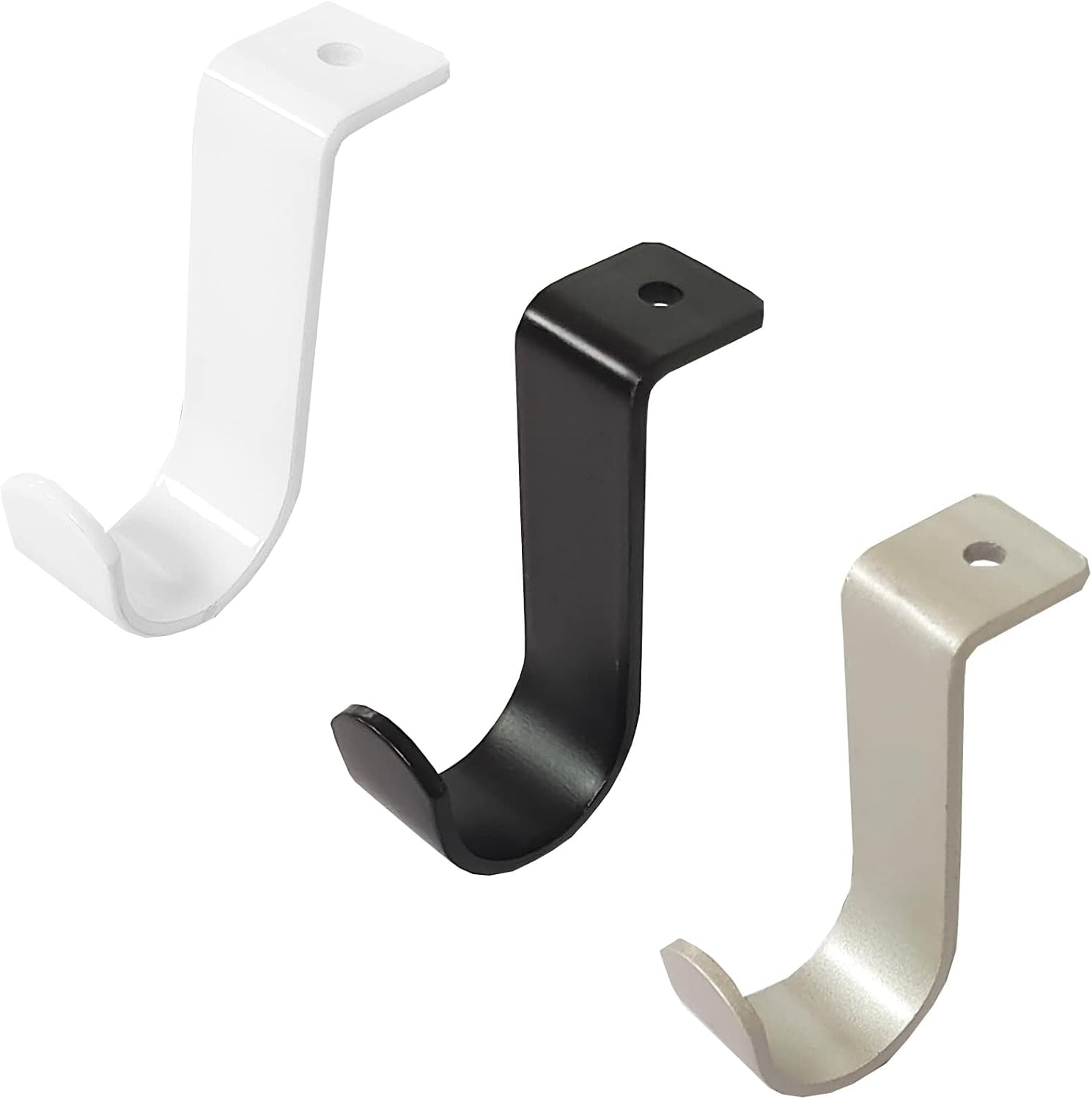 Curtain Rod Brackets for Ceiling-Mounted, Drapery Rod Holder for 1" Diameter Rod, Set of 4,Silver