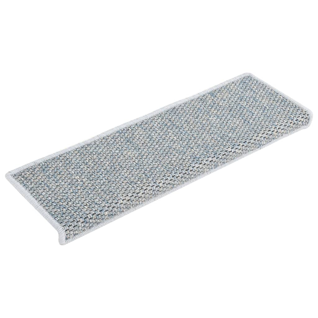 vidaXL Blue Stair Mats with Sisal-Look - Set of 15, Self-Adhesive, Sound Dampening, and Non-Slip, Designed for Easy Installation and Durability