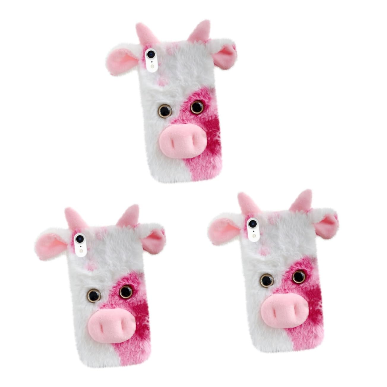 DOITOOL 3piezas Funda De Teléfono De Vaca Suave y Peluda Compatible con Diseño De Dibujos Animados Protección Duradera y Acceso Fácil Puertos