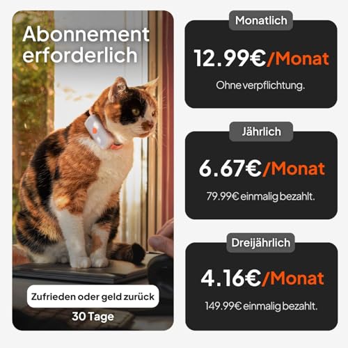Weenect XS für Katzen - NEU Mini GPS-Tracker für Katzen | GPS-Tracking in Echtzeit | Ohne Distanzlimit | Kleinstes Modell auf dem Markt | Halsband inkludiert | Abonnement