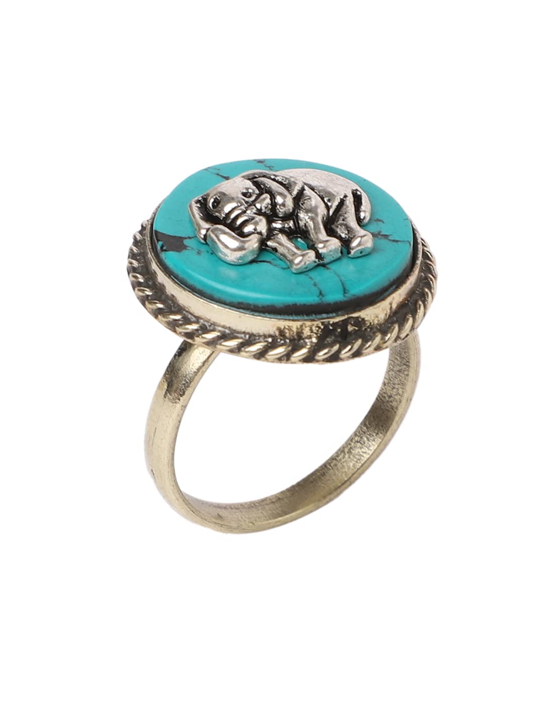 VENI Oxidized Turquoise Elephant Adjustable Ring For Women And Girls (B0BWZQ694D) Amazon Price History, Amazon Price Tracker