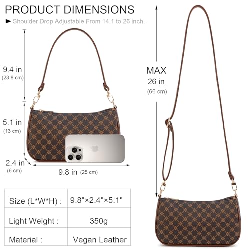 Image of Shoulder Bag for Women Retro Vegan Leather Classic Clutch Tote HandBags Purses with Zipper Closure