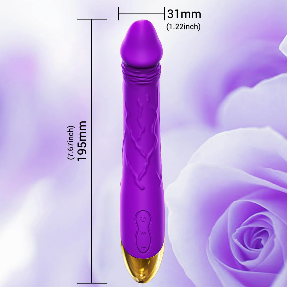 7.6 Inch Realistic Dildo Vibrator for Women,10 Powerful Vibration Modes for Clitoral and G-spot Stimulation, Waterproof Rose Adult Sex Toys for Women and Couples