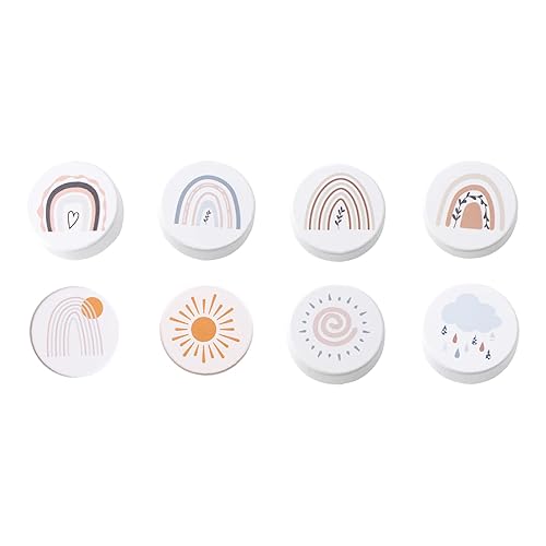 Mamimami Home Pomos de madera con tornillos, manija redonda para muebles para habitación de los niños, 8 unidades, manijas de madera arcoíris para