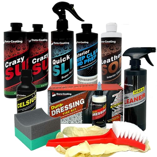 DURA-COATING TECHNOLOGY, Ultimate Car Detailing Kit- Includes a Dura-Dressing Single Vehicle Standard Car Detailing Kit and a Dura-Dressing Total Tire Kit for Vehicles - Car Cleaning Kit