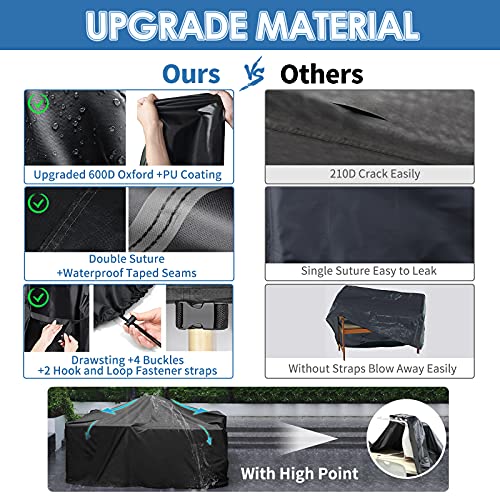 GARPROVM Garden Furniture Covers,350X260X90cm Large Outdoor Table Cover 600D Heavy Duty Oxford Fabric Patio Furniture Covers Waterproof,Windproof,&Anti-UV for Chair and Table Rattan Sofa - Image 7