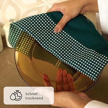 Encasa Küchenhandtuch-Set aus Baumwolle – super saugfähig 70x45 cm, Geschirrtücher und Geschirrtücher zum Abwaschen und Trocknen von Geschirr – ultraweich und langlebig – 4er-Pack – Green – Bild 4