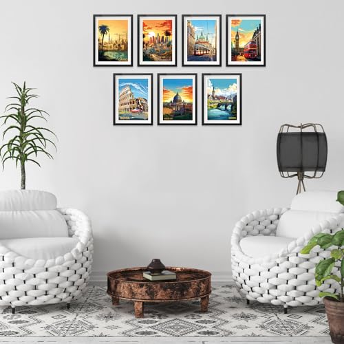 Livsgnista Vintage Travel Posters Trendy City Wall Art Collage Kit Set Of 12,Popular Cities Landscape Wall Decor Gift For Friend,Room Décor 8X11 Inch(Unframed) thumb #2