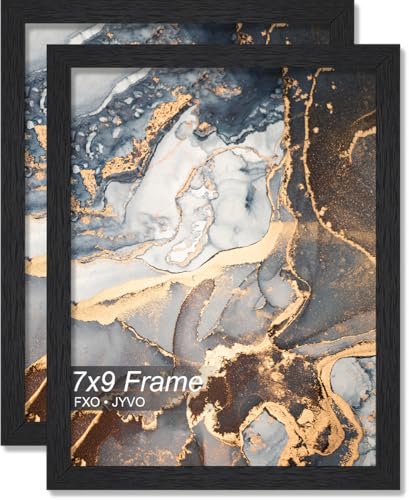 7x9 Picture Frame Set of 2 Black Engineered Wood Tabletop/Wall Hanging