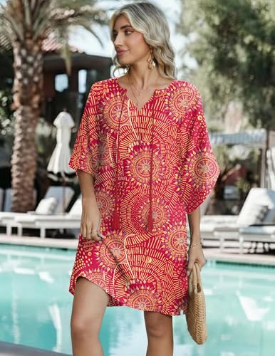 Image of Zeagoo Womens Summer Dress Casual Ruffle Tiered Floral Square Neck Sundresses Beach Boho Mini A-line Dress 2026 with Pockets