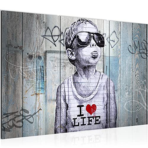 Decoración de mesa Murale Banksy - 120 x 80 cm XXL Lienzo de impresión Apartamento de sala de estar - listo para colgar - 039831a Cover