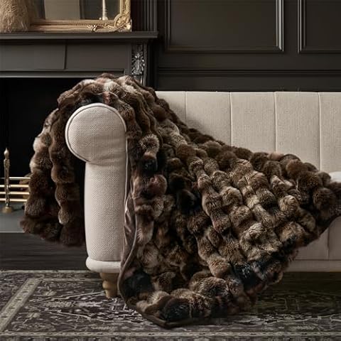 EVERGRACE Ridgeline Faux Fur Throw Blanket Cover
