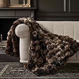 EverGrace Ultra Soft Luxury Fluffy Faux Rabbit Fur Throw Blanket, Thick Warm Bubble Throw for Bed, Cozy Plush Reversible Blankets for Couch, Chair, Sofa, Mocha Brown, 60x80 Inches